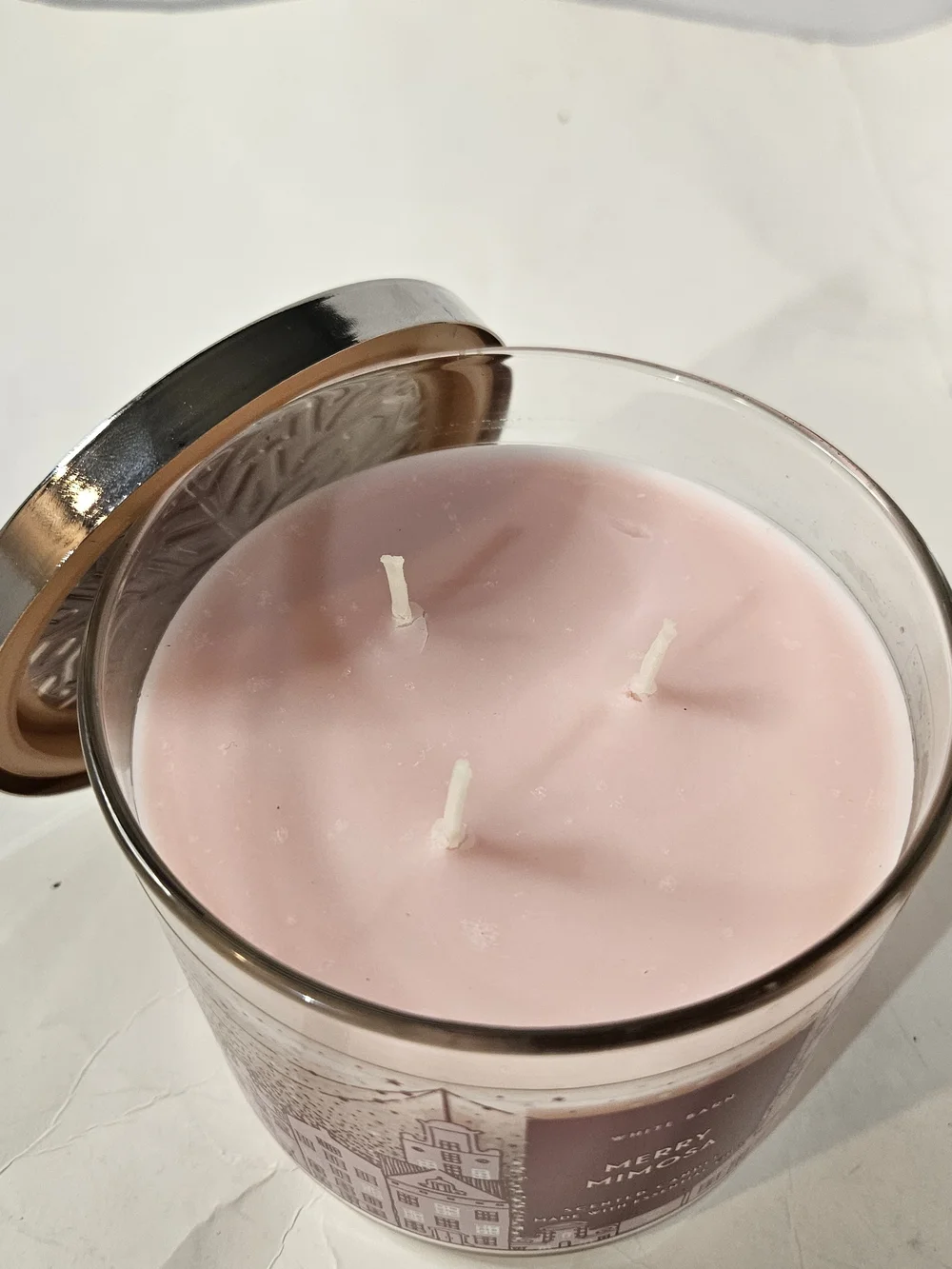 Bath & Body Works Merry Mimosa 3 Wick Scented Candle - Pink